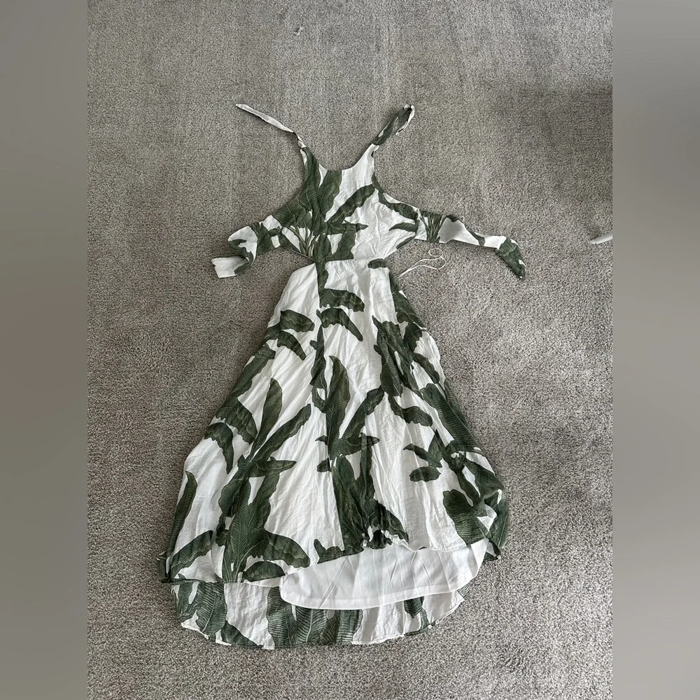 Tropical White and Green Midi Dress from L’abeye - never worn. Size large! - Picture 3 of 3